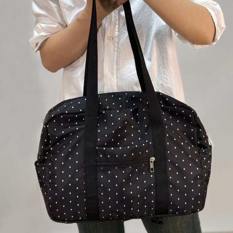 Large Capaci Oulder Bag Sports Fitn Travel Tote Bag Bla Polka Dot Crossbody Faionable Trendy Youth Travel Bag