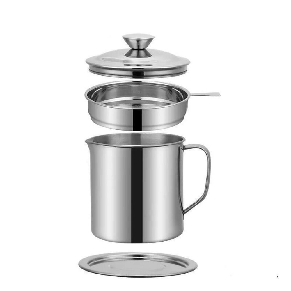 1.3L/1.8L Oil Filter Pot Large Capacity Lard Strainer Filter Tank Storage Container Grease Keeper Cooking Oil Strainer Kitchen