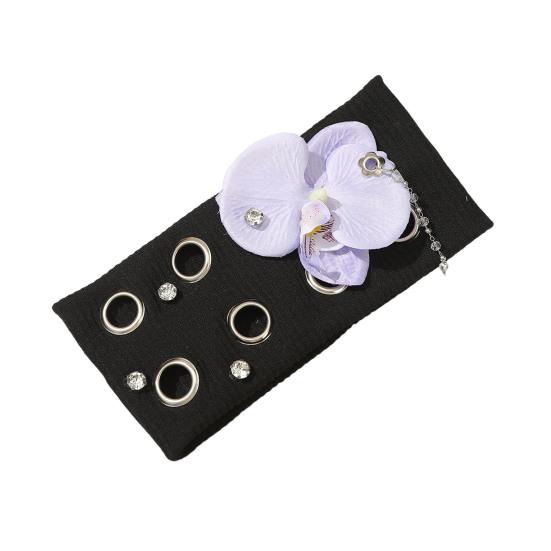 

Панк Стиль Повязка на Голову Блестящие Стразы Металлическая Отделка Заклепками Вязаная Повязка для Волос Эластичный Дизайн с Широким Краем Аксессуары для Волос фиолетовый