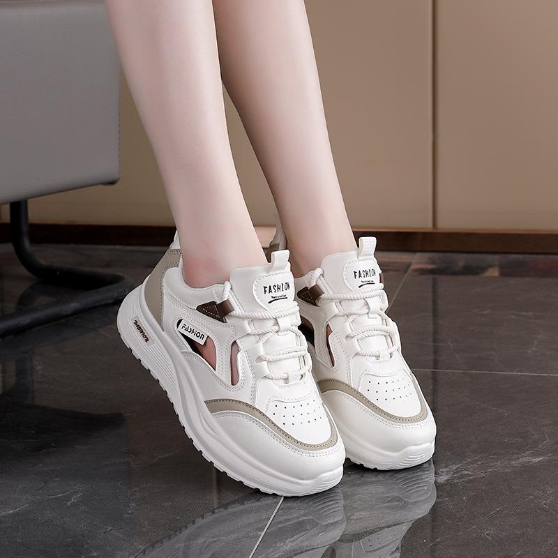 Thick-soled mesh hollow breathable little white women's shoes 2025 summer, new versatile casual sports board shoes women's Q195