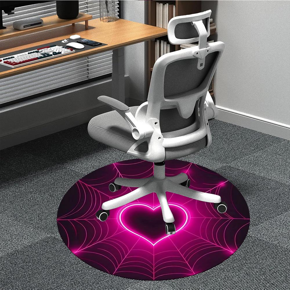 

1pc Neon Heart Office Round Area Rug, Indoor Mat Suitable ForOffice, Under Office Chairs Bedroom Living Room Home Decor, Room Deco T052 80cm by 80cm