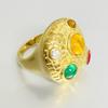 Multicolored Gem Hip Hop Gold-Plated Titanium Steel Ring