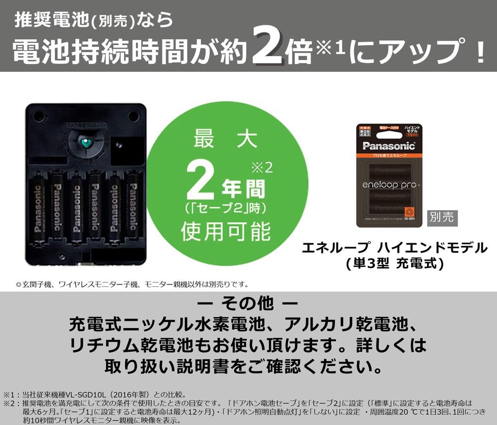 Panasonic Wireless Video Door No Wiring Equipped with LED Phone, Required, Light, VS-SGZ20L