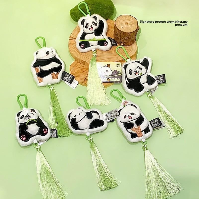 Aromatherapy Cartoon Panda Pendant With Plush Texture For Car And Decoration Bag