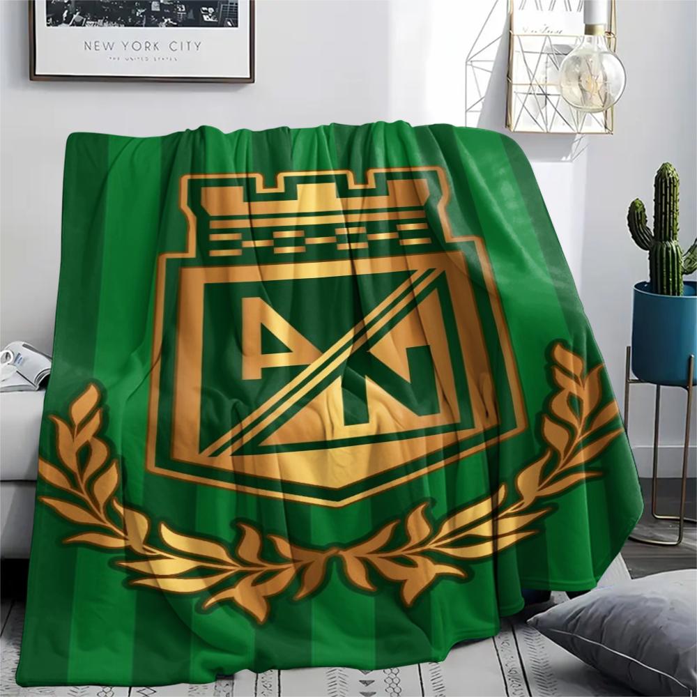 1PC Atlético Nacional Print Flannel Blanket, High quality Comfortable for All Seasons, Home Decor, Warmth and Comfort, Perfect for Christmas Gifts
