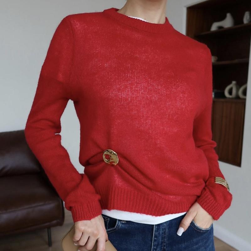 Spring Summer Thin Sweater Cover Up Women Round Neck Sheer Basic Knit Top Candy Color
