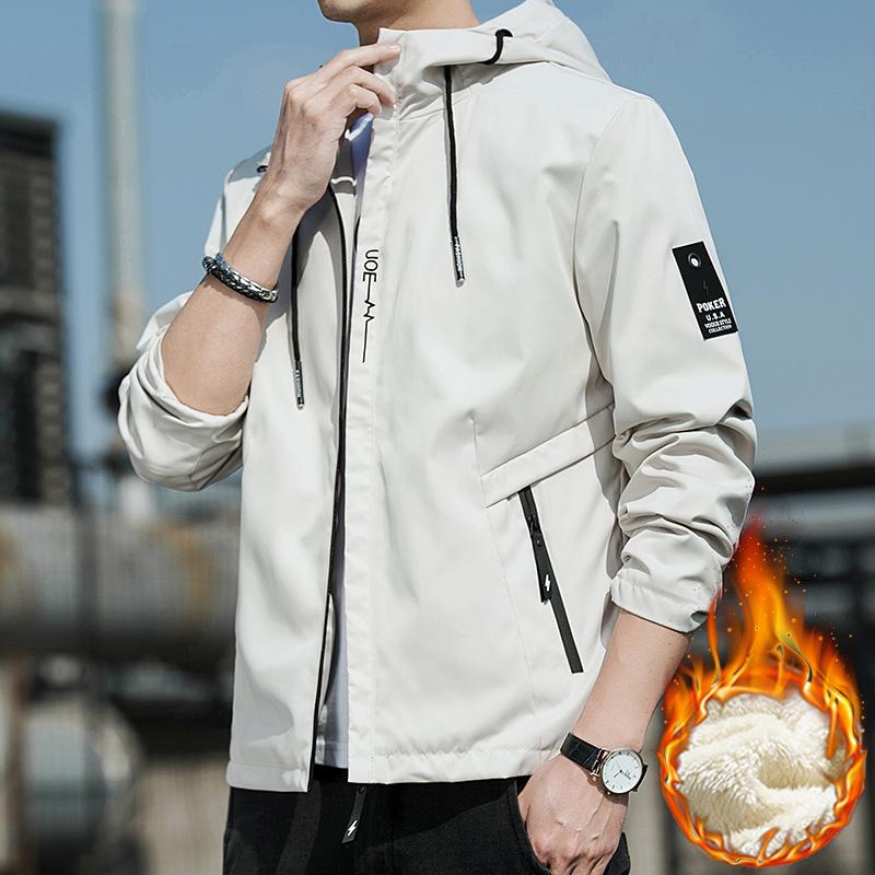 Neue Kapuzenjacke plus Fleece Freizeitjacke für Männer Junger koreanischer Stil Vielseitiges Oberteil Jacke für Männer