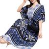 26-Year Floral V-Neck Cotton Silk Batwing Sleeve Beach Dress - Thailand Travel & Vacation Skirt Style