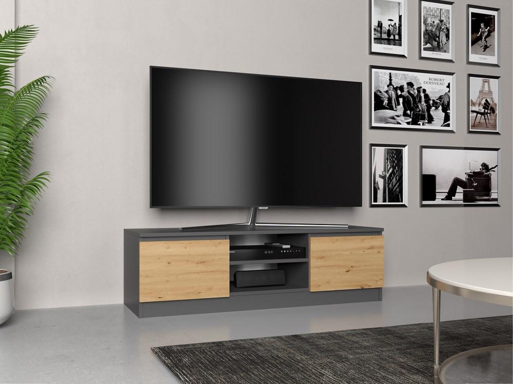 MALWA 120 TV STAND - ANTHRACITE / ARTISAN OAK