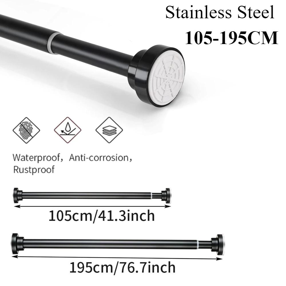 50-260cm Multifunktionale Federbelastete Ausziehbare Stange Verstellbare Gardinen Teleskopstange Haushalt Hängestangen Badezimmerprodukt