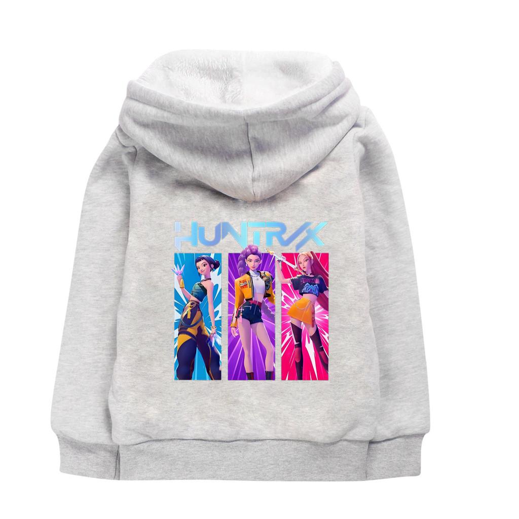 5018 Thick Velvet Girls Coat Kpop Zoey Mira Rumi Print Kids Long Sleeves Warm Winter Jacket