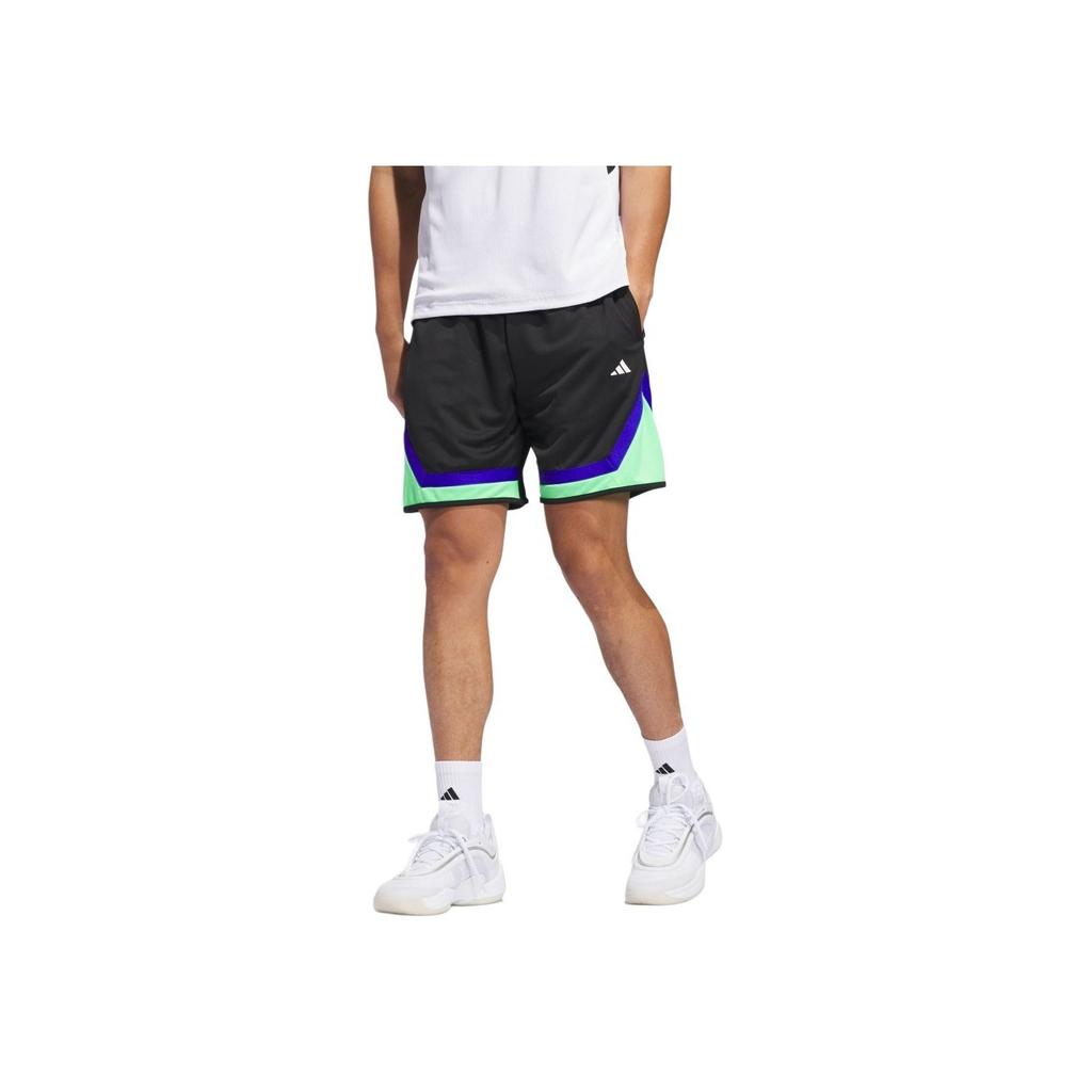 Adidas SS25 Casual Simple Versatile Loose Quick-Dry Basketball Shorts Men Shorts Black Bright-Green JN4717