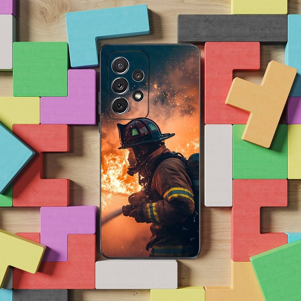 

Fire Disaster Firefighter Case For Samsung S23,S25,S20,S10,S9,S21,S24,S22,Ultra,FE,Plus,Lite,Soft Silicone Black SamsungS21plus