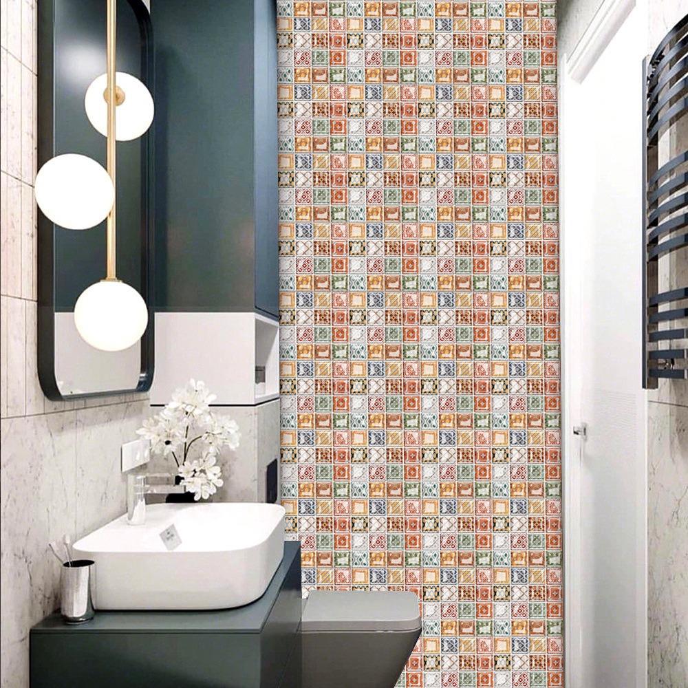 10pcs Waterproof Self Adhesive Wallpaper 3D Wall Decals Retro Crystal Tile Wall Sticker  Bathroom
