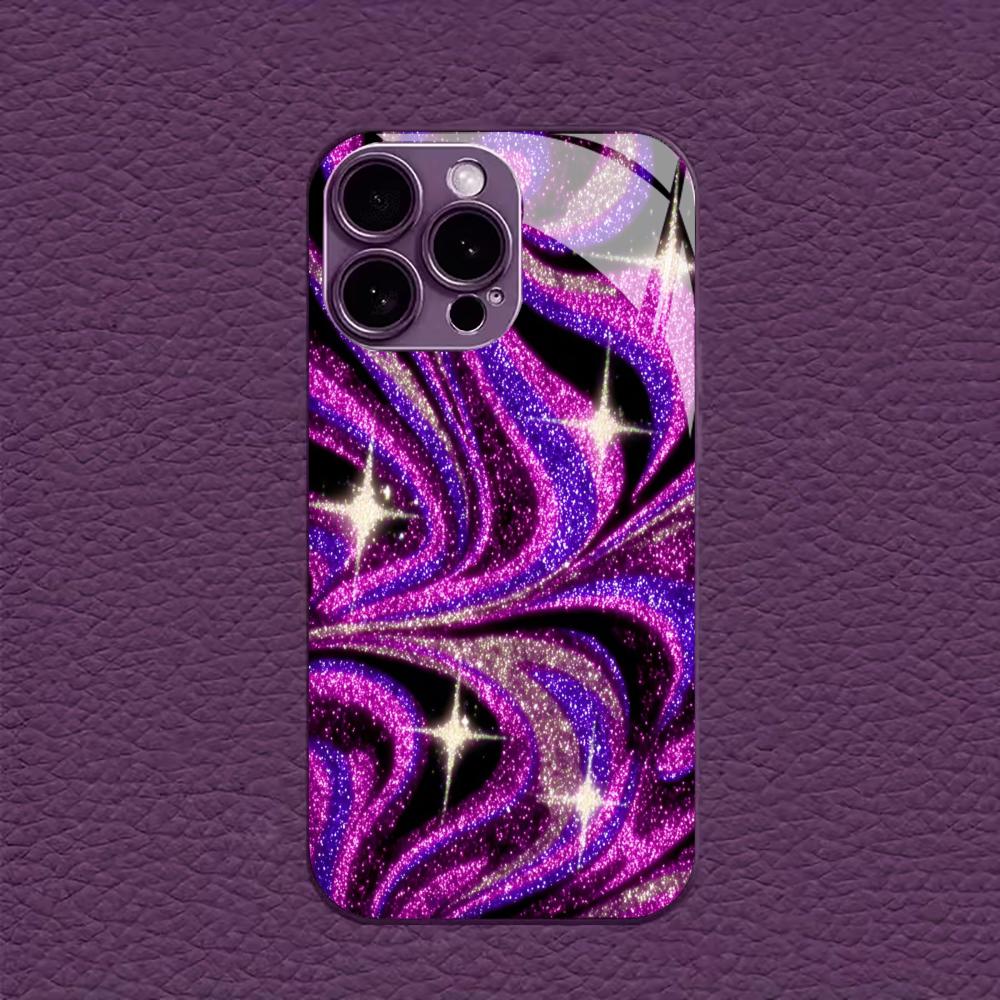 Sparkly Purple Marble Swirl for Coque Iphone for Iphone 17 Case Fashion Case Fundas Glass for iPhone 17 16 15 14 13 Pm Pro Plus