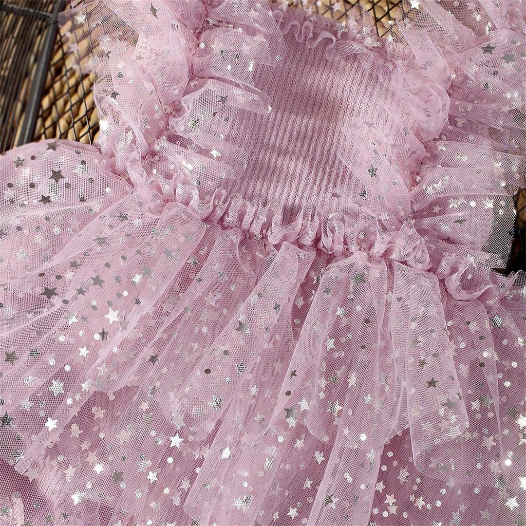 Infant Photography Outfit Dress Hairband with Delicate Bowknot and Sparkling Star Detailing for 0-3 Month Olds