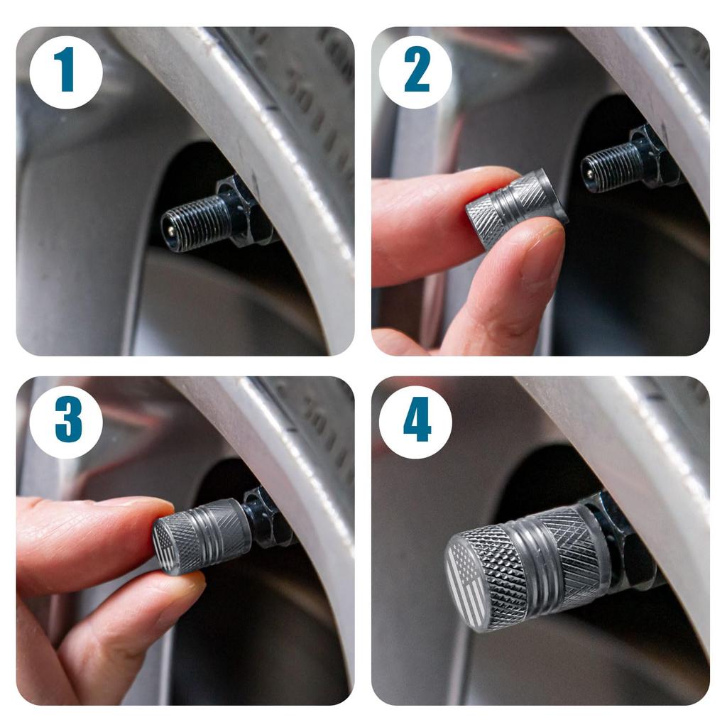 Tire Valve Stem Caps - 4 Pack Corrosion Resistant Premium Anodized Alloy Tire Air