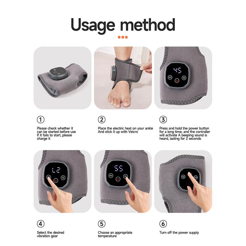 Kabelloses Knöchelmassagegerät 3-in-1 Beheizbare Knöchelmanschette Fußmassagegerät mit 3 Vibrationsmodi und 4 Wärmestufen