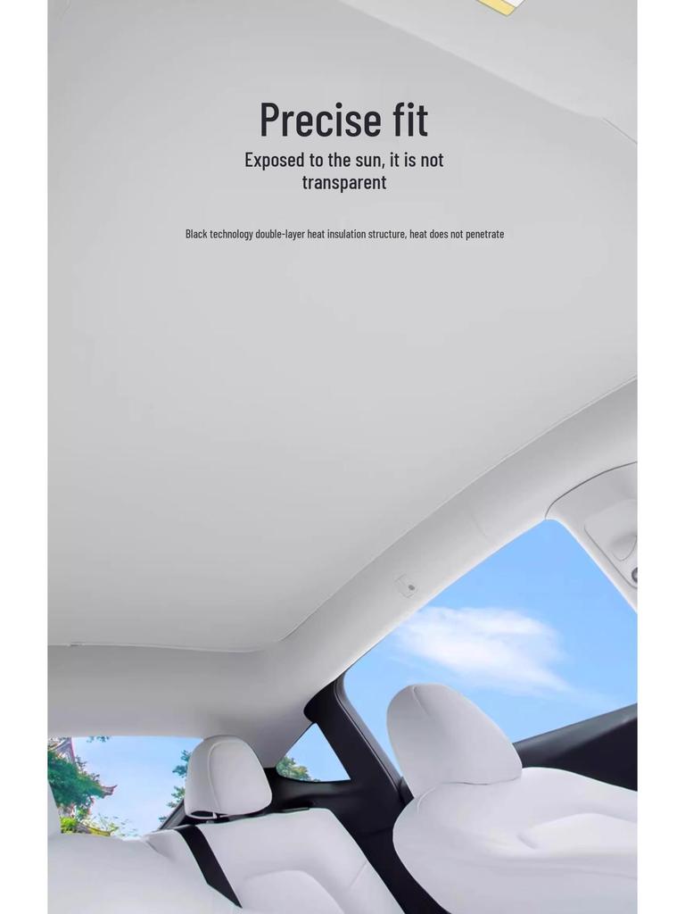 Tesla Model 3/Y Sunroof Sunshade: Heat-Blocking Static Screen for Sun Protection