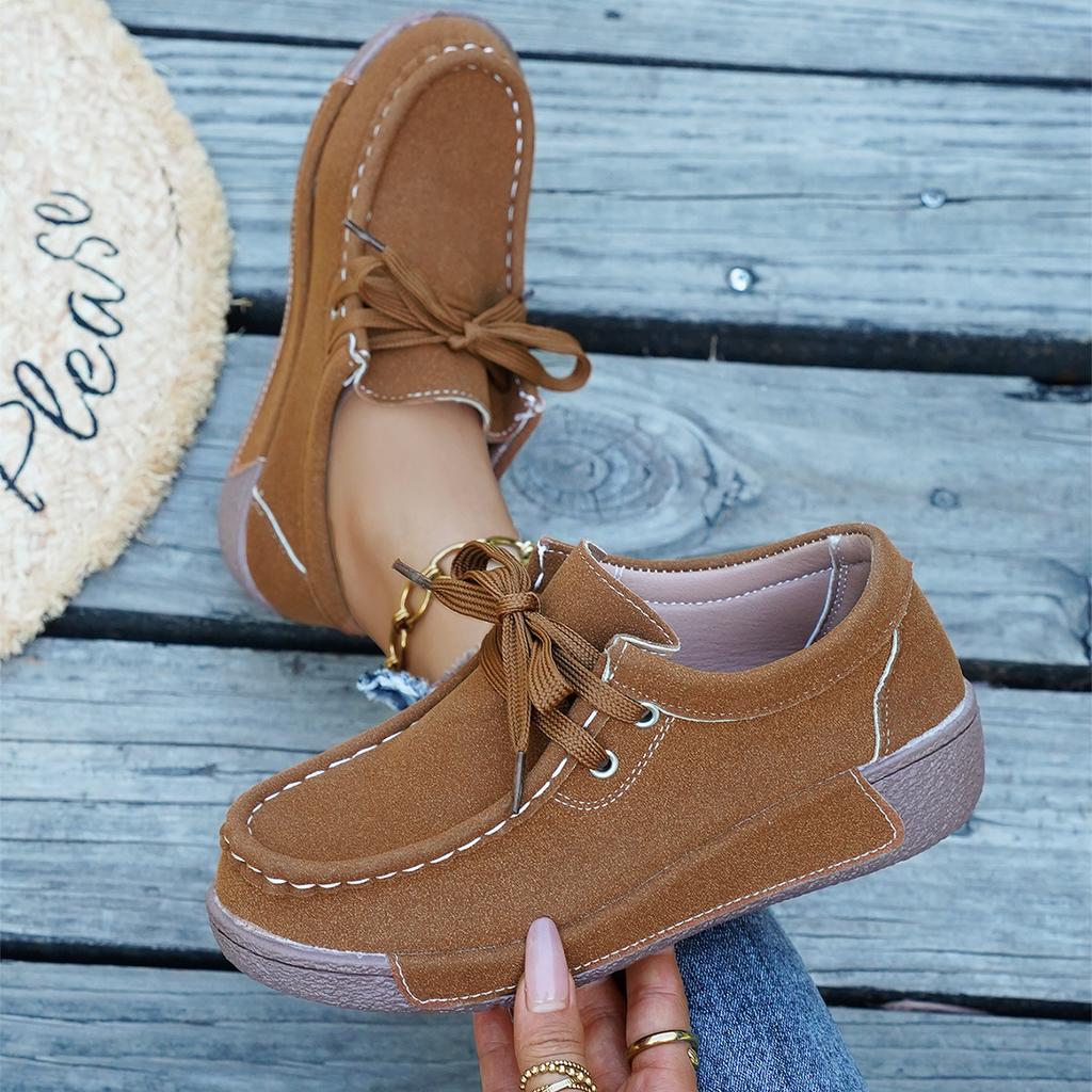 Shoes for Women Autumn Fashion Lace Up Platform Wedges Plus Size 36-43 Comfortable Non-slip Flats Sneakers Zapatos De Mujer