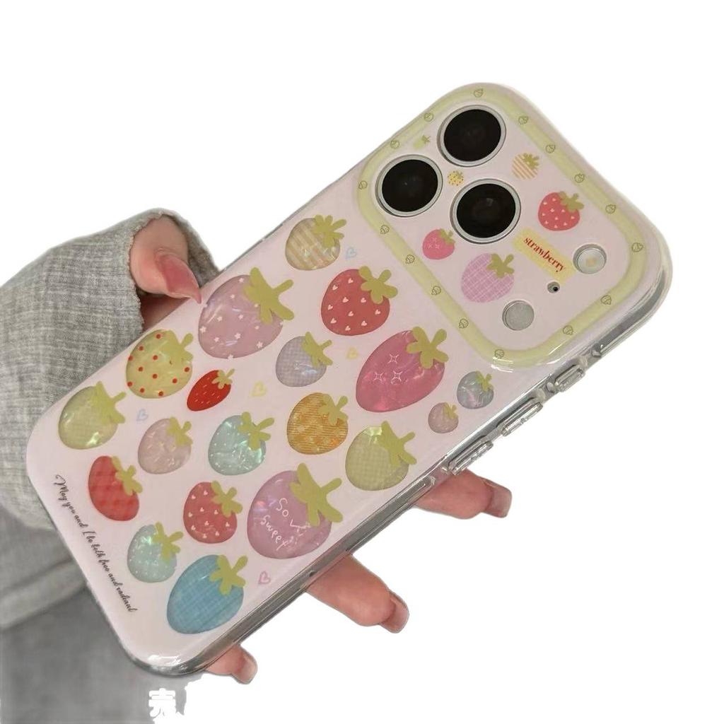 Semi-transparent Cute Strawberry Girl for iPhone17promax Apple 16pro Mobile Phone Case 15pro Popular 17