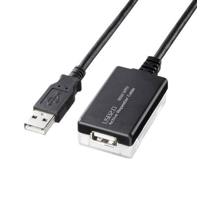 SANWA SUPPLY KB-USB-R212N 12m USB 2.0 Active Repeater Cable, Black