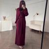 2025 Summer Long Sleeve Tie Waist Hijab Dress with Cape