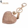 Women Romantic Key Chain Love Heart Shape Crystal Stone Tassels Bag Charms Keyring Trinket