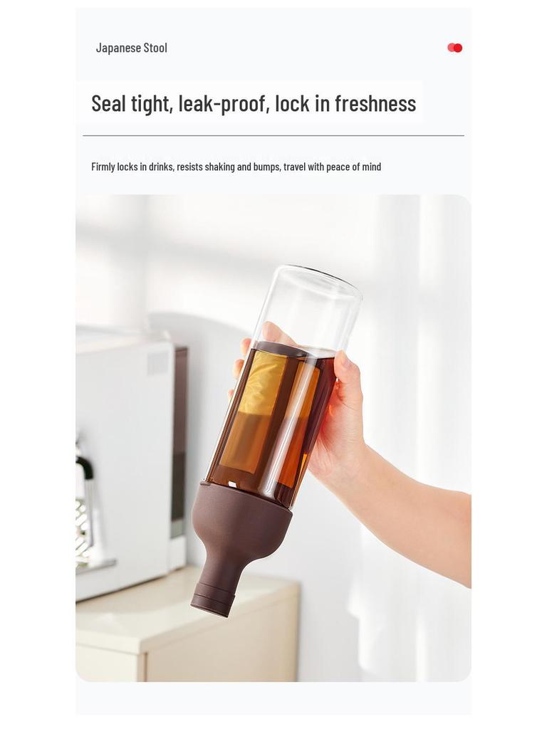 Wine Bottle Shaped Glass Kettle: High Borosilicate Glass for Cold Water, Hand Drip Coffee, or Fruit Tea with Strainer.