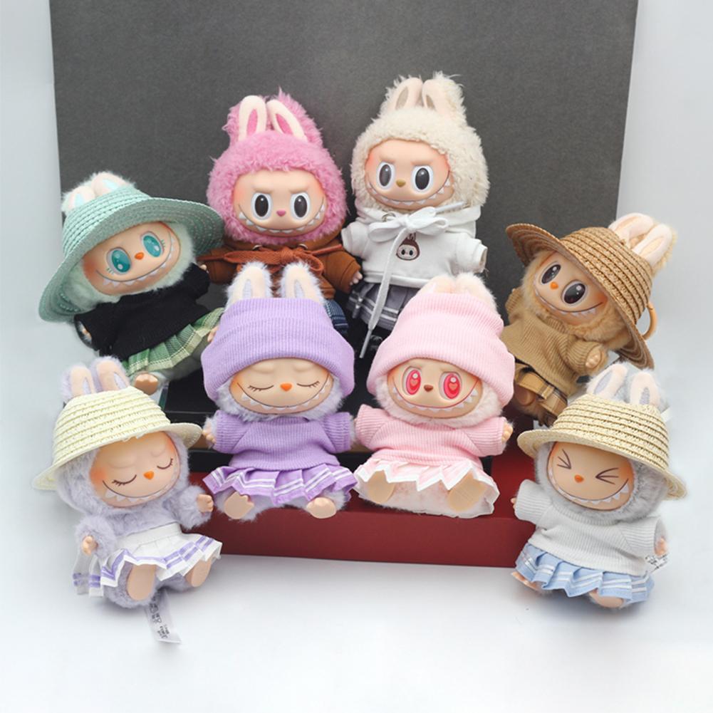 For 17cm Labubu Doll Fashion Striped Skirts Doll Clothes Color Match Dolls Accessories Cute Decoration Little Clothes