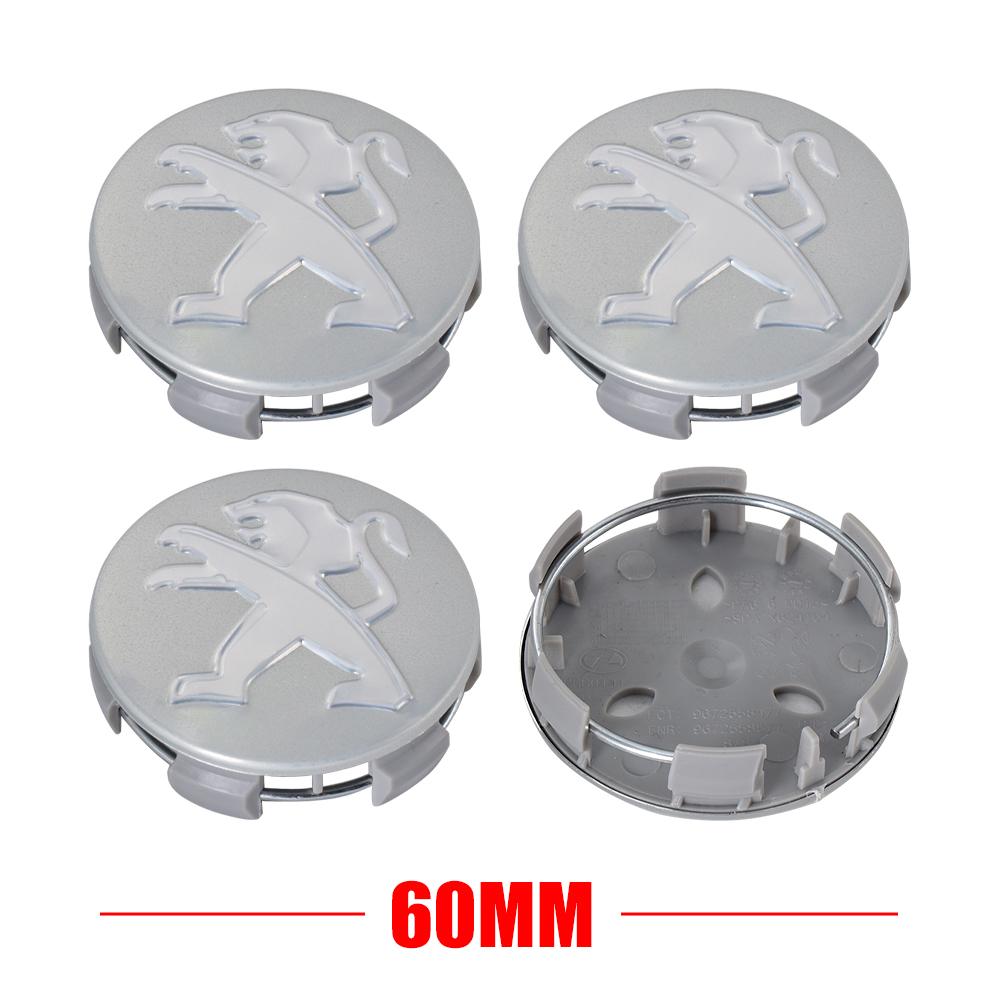 56/60mm Original 4Pcs Car Wheel Center Hub Cap Badge Cover For Peugeot 406 405 205 3008 206 5008 308 208 408 508 407 107 307 RCZ