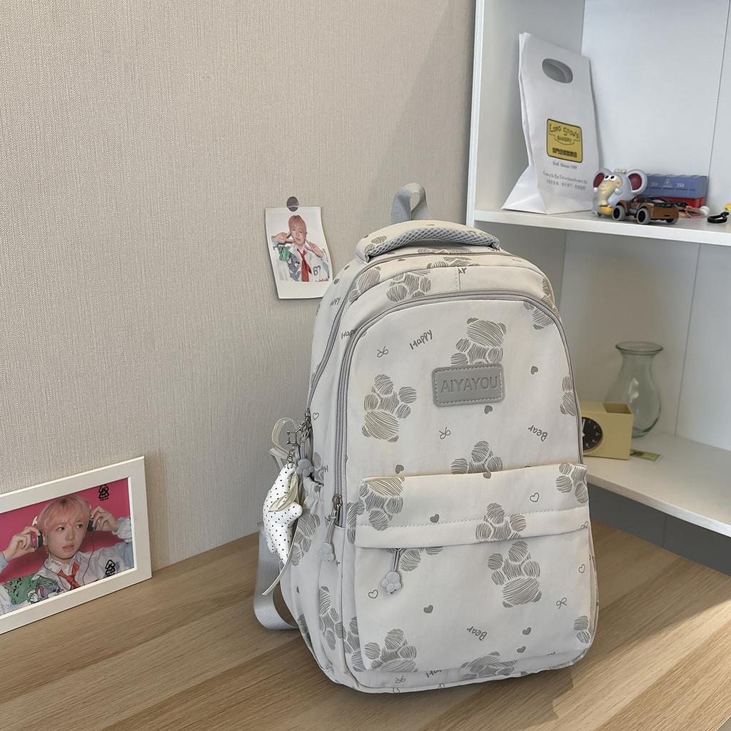 Schoolbag Cute Bear Backpack Korean Campus Junior High School Girls School Bag Ins Bag Daily Commuter Versatile Backpack