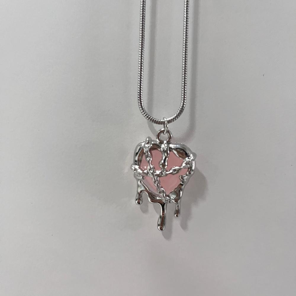 Geometric Karst Imprisonment Heart Pendant Earrings Necklace Female Punk Style Trendy Dark Jewelry Gift Wholesale