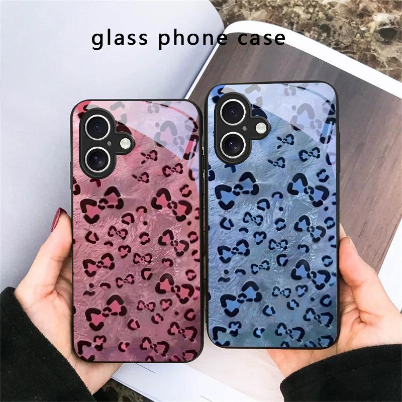 Abstract leopard print For iPhone 17 Air 16 E 15 Plus 14 Pro Max 13 12 mini 11 5 6 7 8 Plus XR XS Max SE Black Glass Phone Case