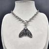Alternative Style Death Moth Pendant Necklace 44cm Alloy Neck Chain Gothic Jewelry for Dark Aesthetic Wardrobe
