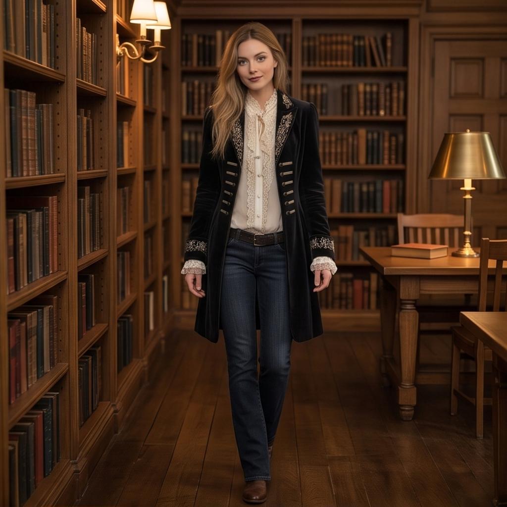 Women's Velvet Jacket, Long Sleeve, Embroidered Patchwork, Color