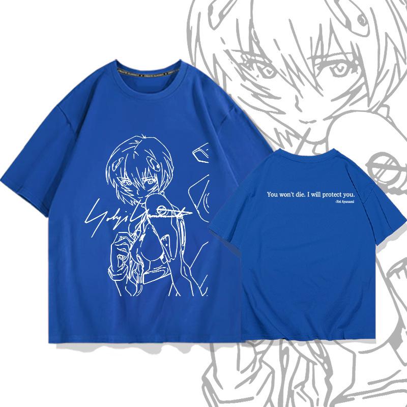 Men's anime chainsaw casual breathable summer short-sleeved shirt 100% cotton loose youth student short-sleeved fashion top