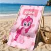 Custom Name Pony Strawberry Theme Beach Towel Microfiber Beach Towel, Lightweight and Quick-Dry, for Summer Travel, Swimming Pool Gift