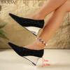 Retro Leopard Print Medium Heel Light Mouth Single Shoes Women's Cross-border Spring and Autumn Models Wedge Heel Fashion Shoes High Heels