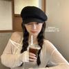 Summer Big Head Circumference Linen Hollow Hat Female Summer Old Money Wind Beige Beret Female Face Small Newsboy Hat
