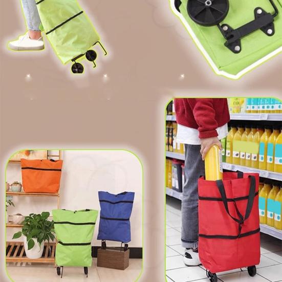 Foldable Shopping Bag with Wheels Large Capacity Waterproof Foldable Design Multipurpose Grocery Shopping Cart