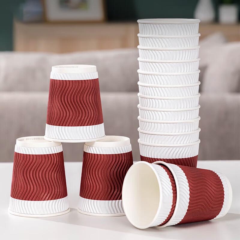 Deli 280ml Red Corrugated Disposable Paper Cups