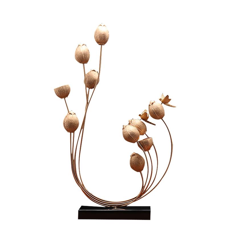 Chinese Alloy Resin Lotus Seedpod Sculpture Ornaments Home Livingroom Porch Furnishing Decoration Crafts Zen Lotus Fengshui Art
