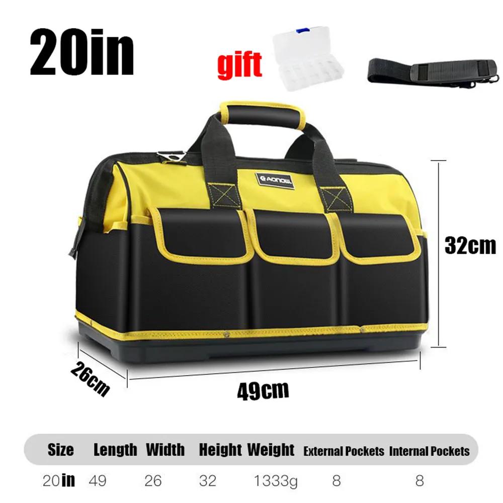 New Yellow 14/16/18/20in Tool Bag Electrician Bag 1680D Oxford Waterproof Wear-Resistant Heavy Duty Tool Storage Tool Box