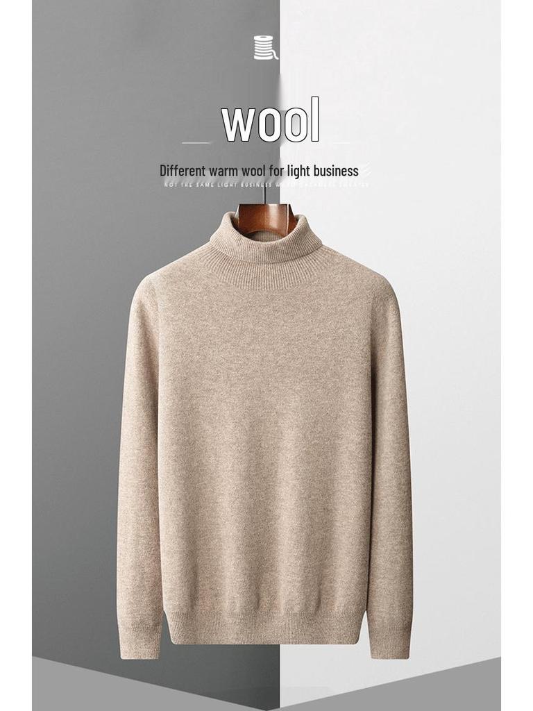 Spring & Autumn Men's Pure Wool Plus Size Knit Sweater - Versatile, Trendy, Lightweight.