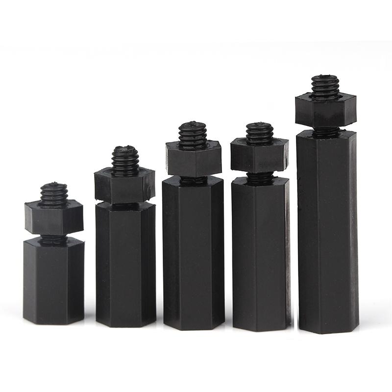 M2 M2.5 M3 M4 M5 M6*L+6/7/8mm Black Nylon Standoff Spacer Male To Female Plastic Insulated Adiabatic Spacer Nuts Combination Set