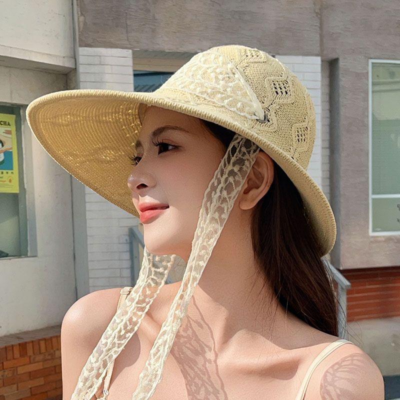 Neuer einfacher faltbarer Reiseurlaub Sonnenschutz Strand Fischerhut Strohhut Damen Sommer Sonnenschutzhut