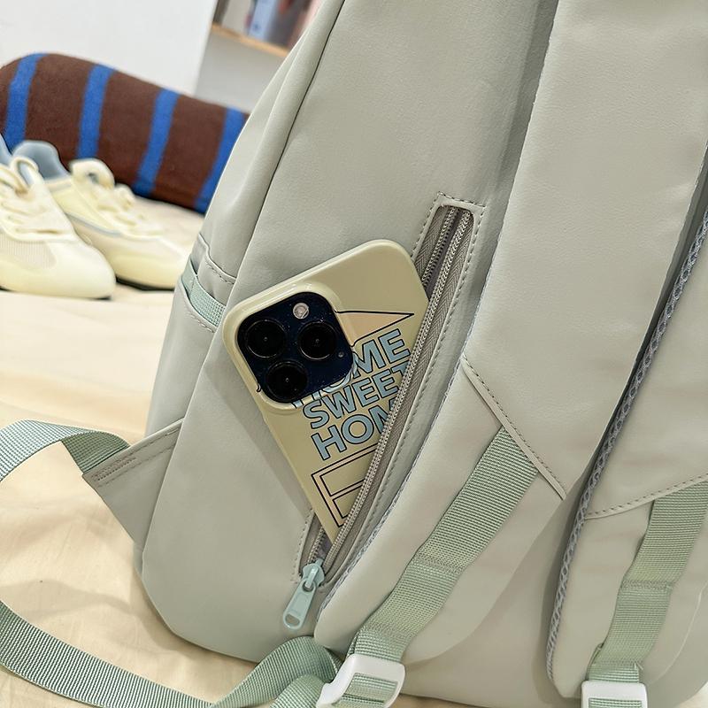 Solid Color Backpack Women's Large Capacity College Style Backpack Student Schoolbag