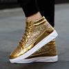 Men Sparkling Stage Shoes Lightweight  Black Gold Silver High Party Sneakers for School Student Plus Size