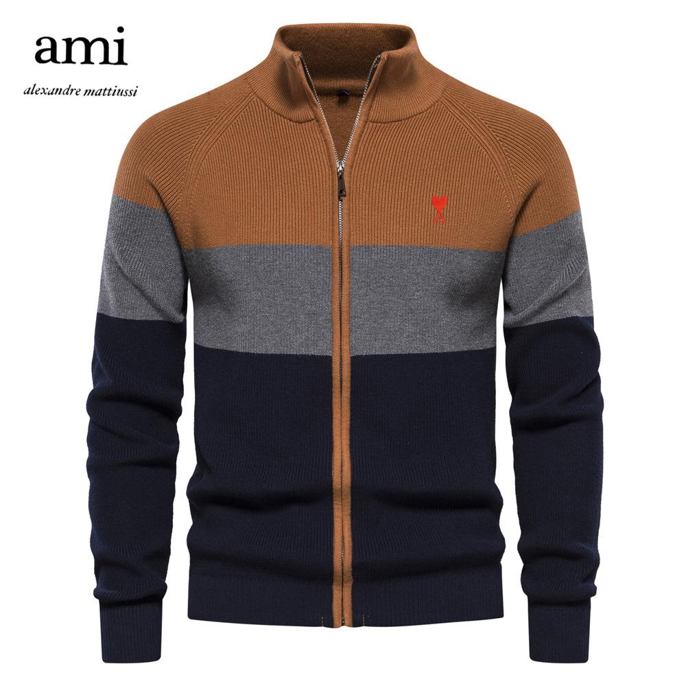 AMI Herbst und Winter Stickerei Neuer Herren Strickpullover Jacke Pullover Strickjacke Hochwertige Trendjacke